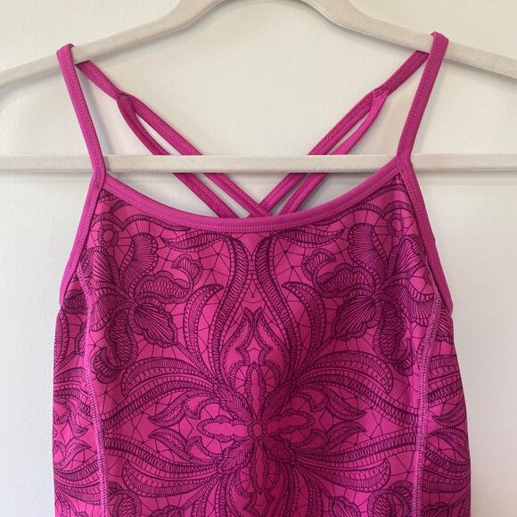 Athleta Harmonious Floral Workout Tank Top Pink Ombre W/ Shelf Bra Size XXS - Picture 2 of 7